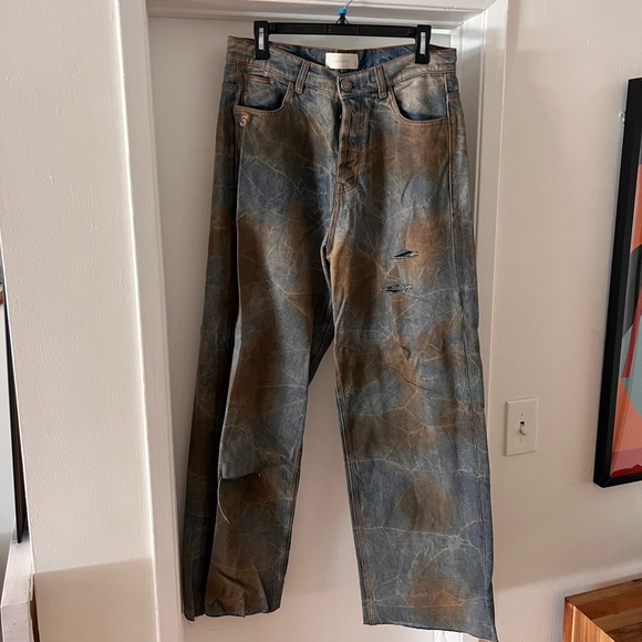 Copper washed jeans